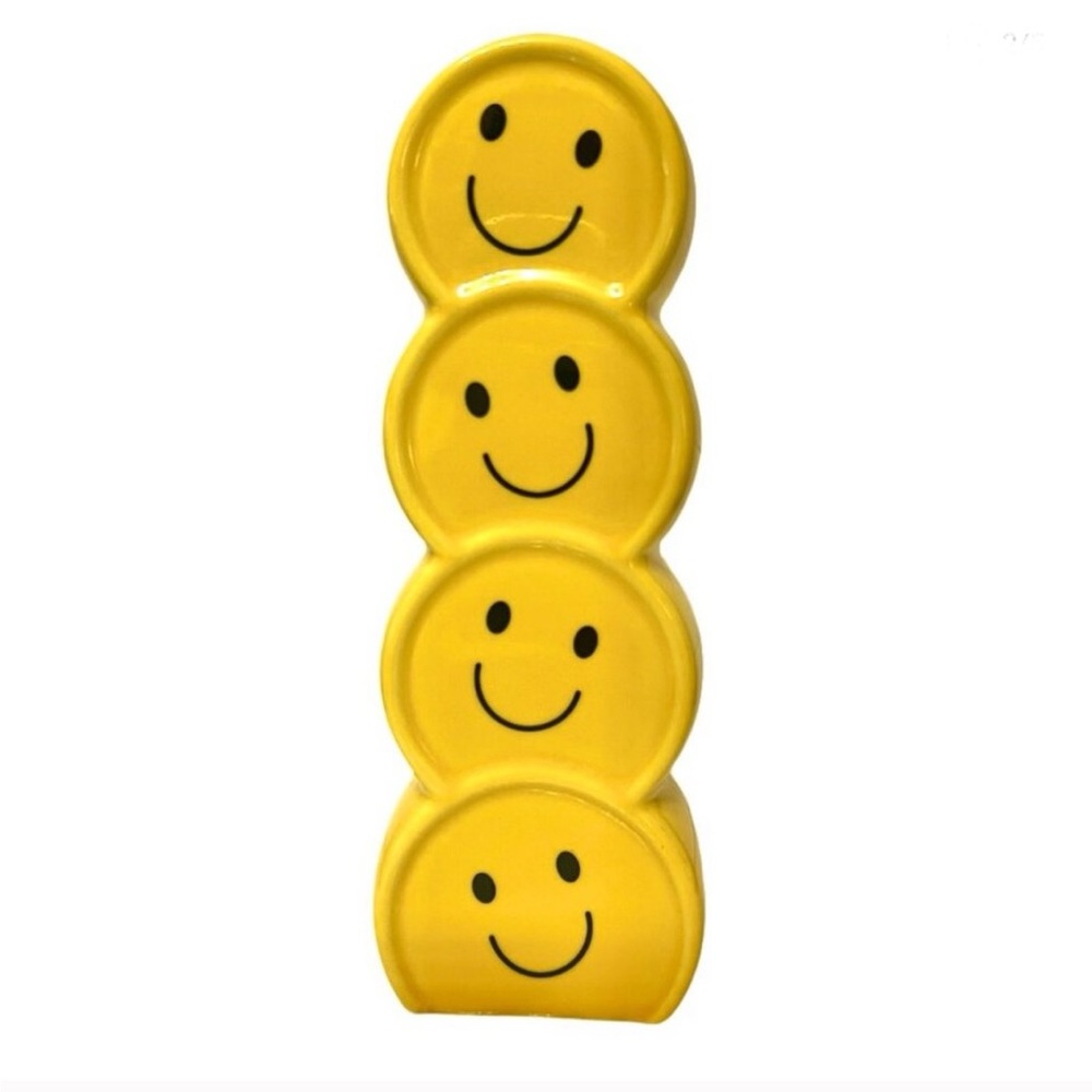 🙂 Yellow Happy Face Emoji Ceramic Vase - Y2K, Kids Decor, Dorm Room, Kitchen